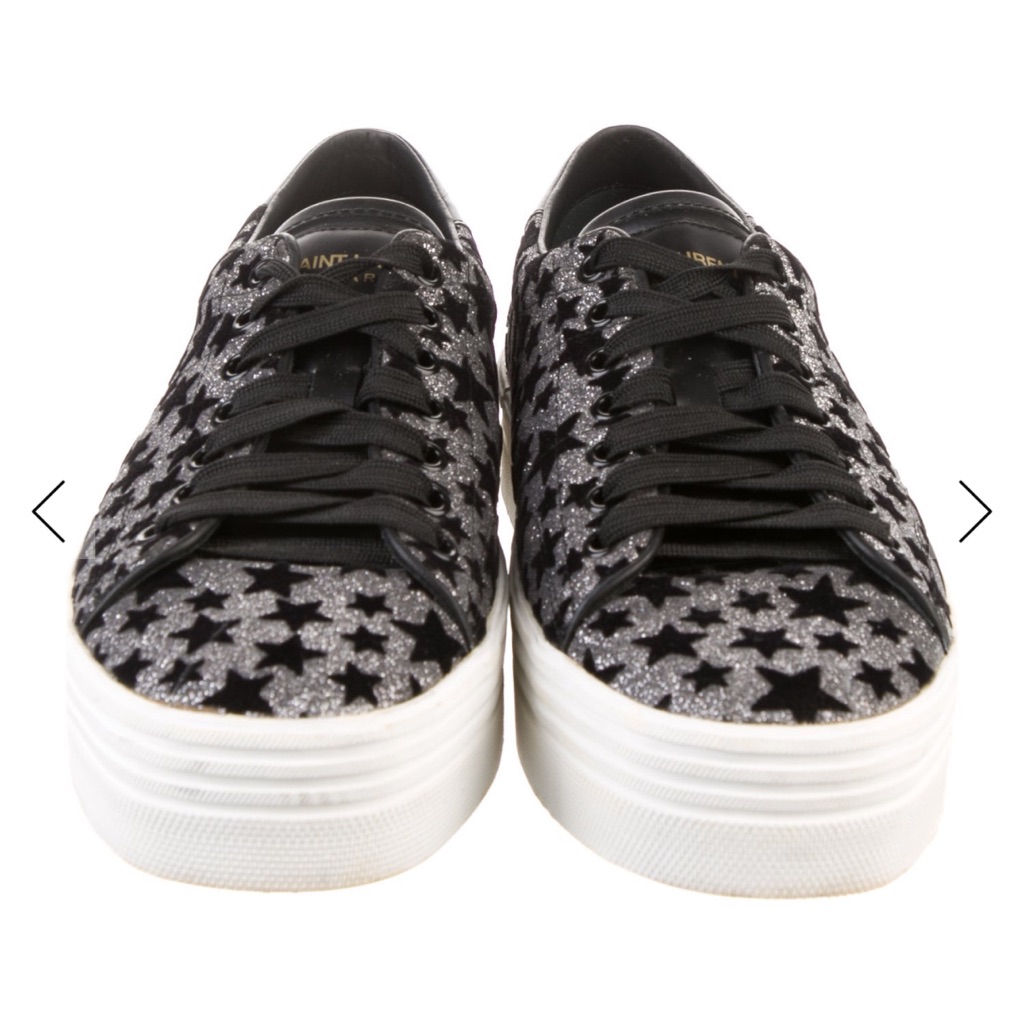 Saint Laurent Platform Sneakers W Stars Silver Black White